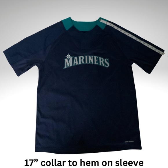Majestic Coolbase Seattle Mariners Baseball Pullover Snap Neck Large Navy Jersey - Picture 14 of 16